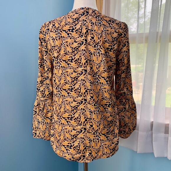Drake's for J. Crew Bell Sleeve Giraffe Print Top Size 2 - Picture 5 of 8